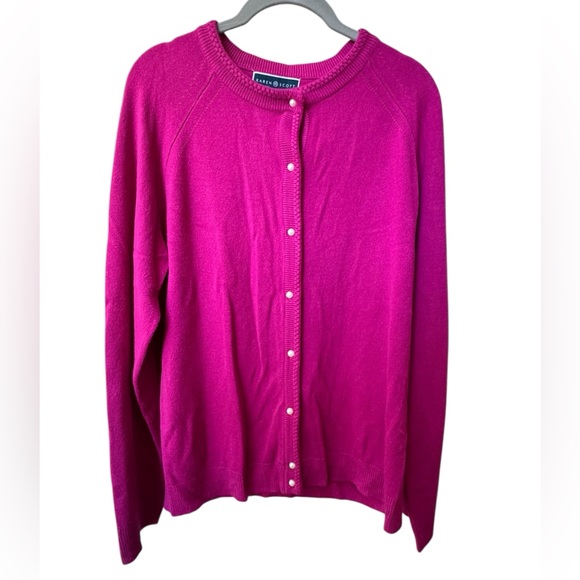 Karen Scott Fuchsia Knit Cardigan size Large - Picture 3 of 7